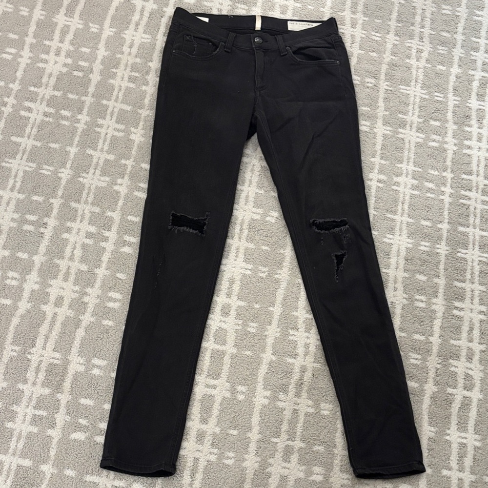 Rag & Bone Black Ripped Skinny Jeans